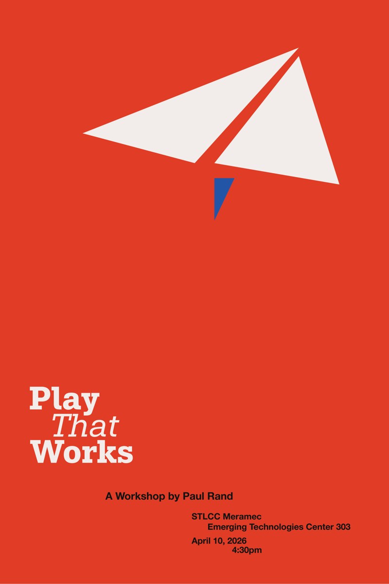 Play That Works — Paul Rand lecture poster, red